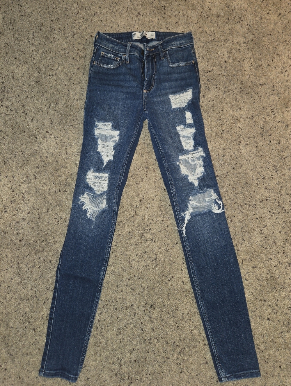 Hollister Dark Blue Distressed High-Rise Skinny Jeans - Picture 4 of 5